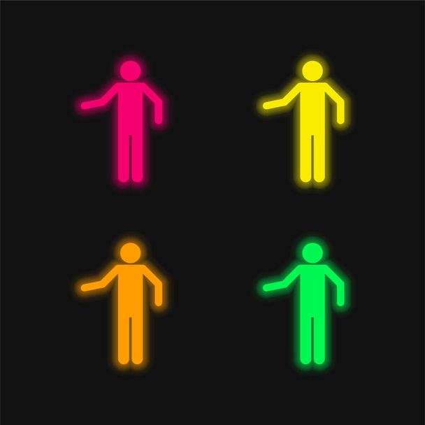 Sílhueta básica ícone de vetor de néon brilhante de quatro cores - Vetor, Imagem