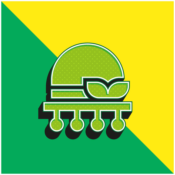 Bonnet Groen en geel modern 3D vector icoon logo - Vector, afbeelding
