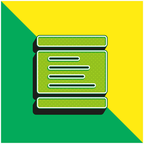 Lavagna con linee di testo Logo icona vettoriale 3D moderna verde e gialla - Vettoriali, immagini