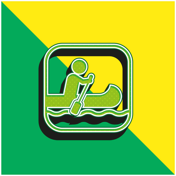 Boating Sign Πράσινο και κίτρινο σύγχρονο 3d διάνυσμα εικονίδιο λογότυπο - Διάνυσμα, εικόνα