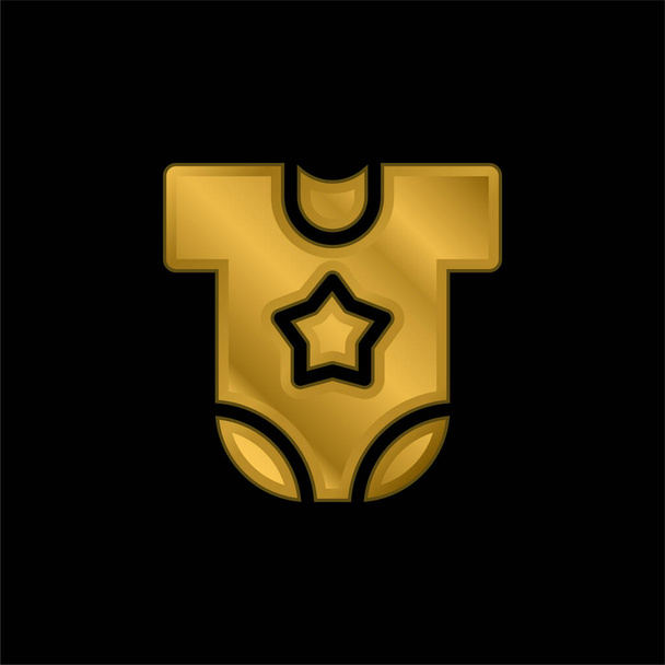 Vestuário de bebê banhado a ouro ícone metálico ou vetor logotipo - Vetor, Imagem