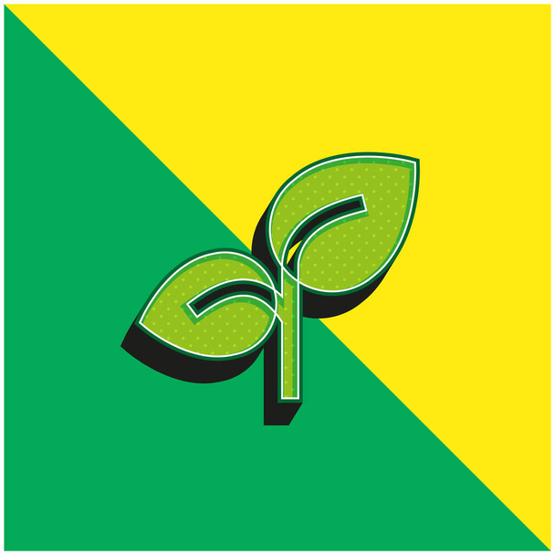 Branch Verde e amarelo moderno logotipo vetor 3d ícone - Vetor, Imagem
