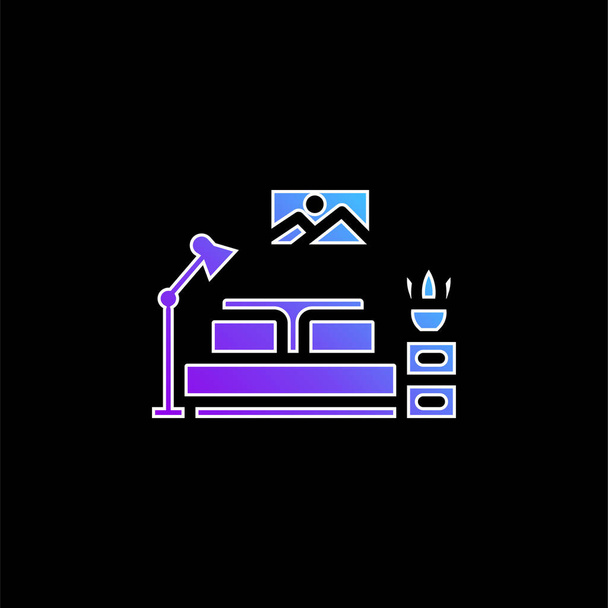 寝室青グラデーションベクトルアイコン - ベクター画像