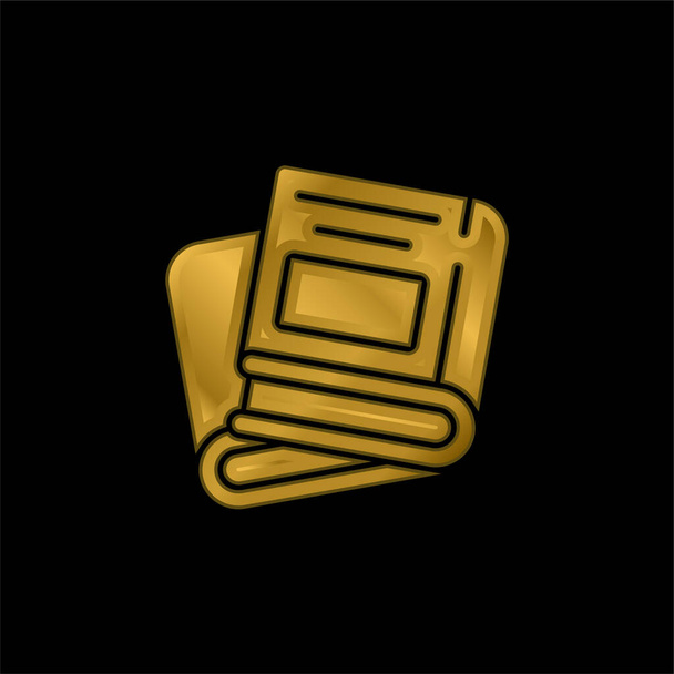 Libro chapado en oro icono metálico o logo vector - Vector, Imagen