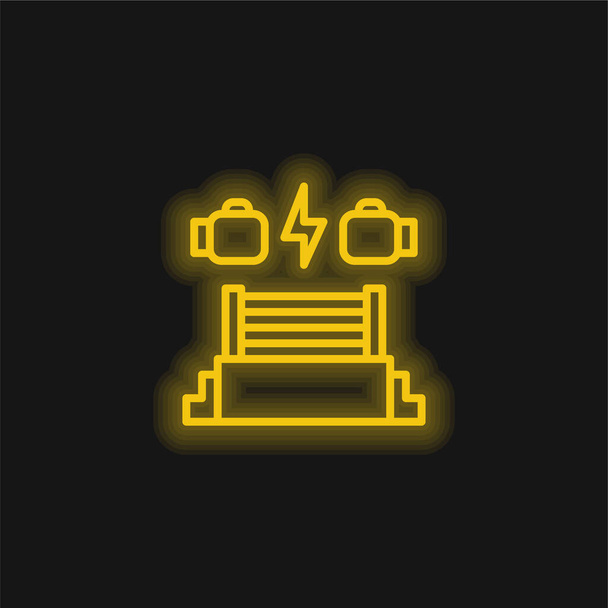 Boks Yüzüğü Sarı Parlayan Neon Simgesi - Vektör, Görsel