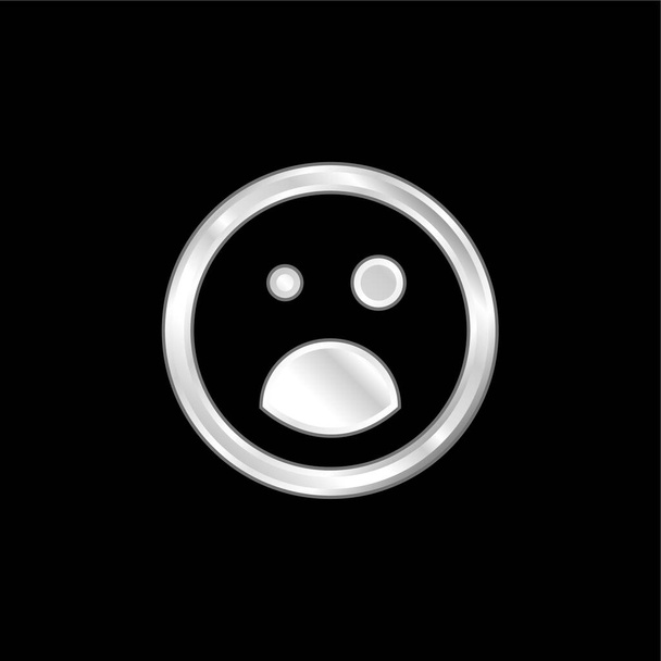 Чорне око і відкритий рот Emoticon Square Обличчя срібна металева ікона
 - Вектор, зображення