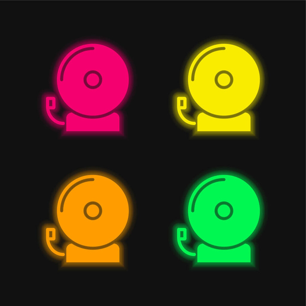 Riasztó négy színű izzó neon vektor ikon - Vektor, kép