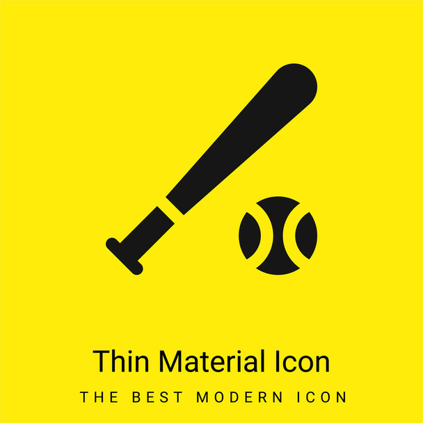 Baseball Bat minimal bright yellow material icon - Vector, Image