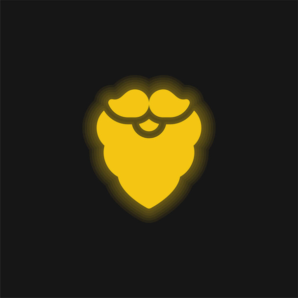 Ícone de néon brilhante amarelo barba - Vetor, Imagem