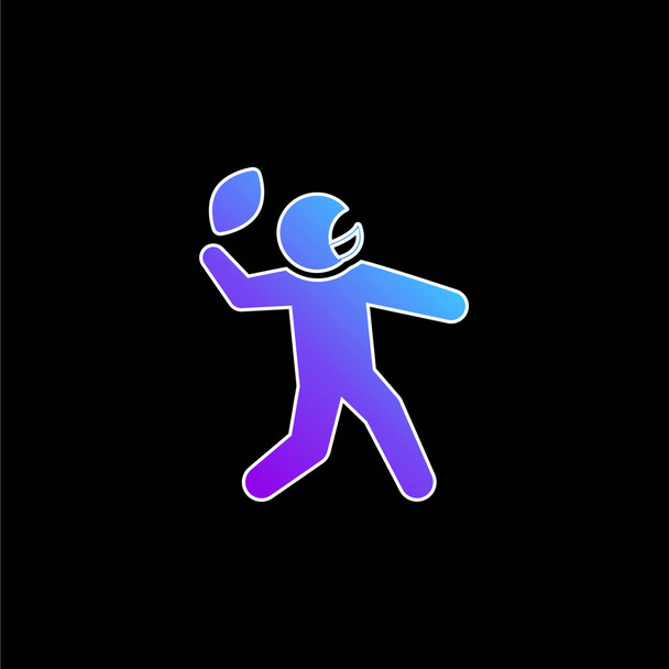 Jogador de futebol americano ícone de vetor gradiente azul - Vetor, Imagem