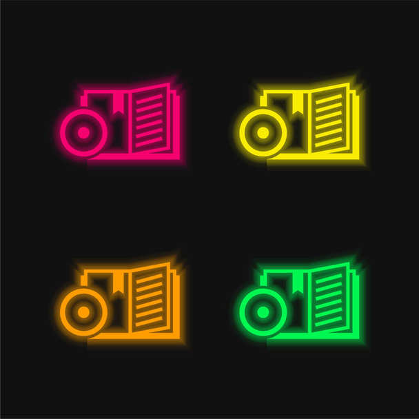 4色の輝くネオンベクトルアイコンを予約する - ベクター画像