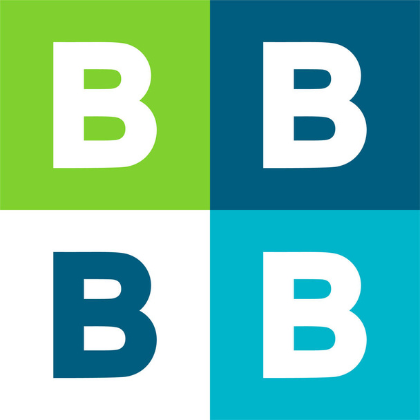 B Ensemble d'icônes minimal plat quatre couleurs - Vecteur, image