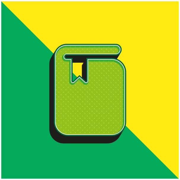 Libro con marcador verde y amarillo moderno logotipo del icono del vector 3d - Vector, Imagen