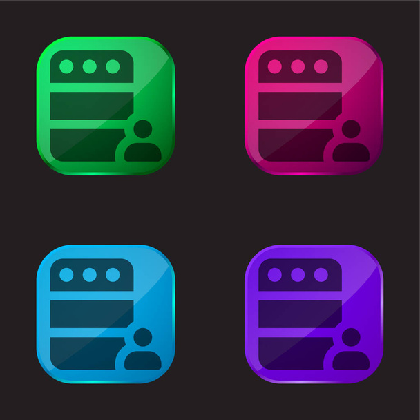 Administrator four color glass button icon - Vector, Image