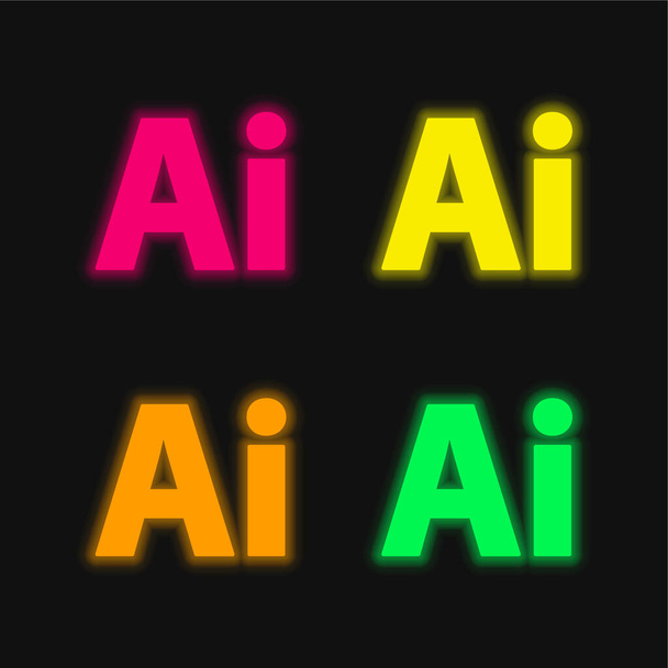 Adobe Illustrator quattro colori luminosi icona vettoriale al neon - Vettoriali, immagini