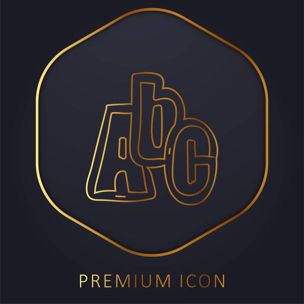 ABC mão Drawn Letters linha de ouro logotipo premium ou ícone - Vetor, Imagem