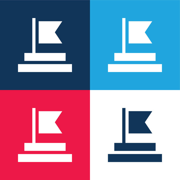 Realizzazione blu e rosso set di icone minime a quattro colori - Vettoriali, immagini
