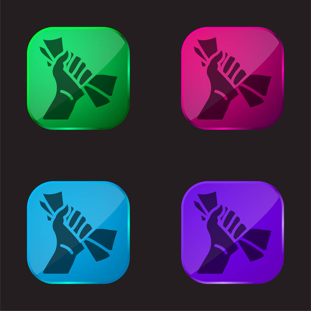 Zakłady cztery kolor szklany przycisk ikona - Wektor, obraz