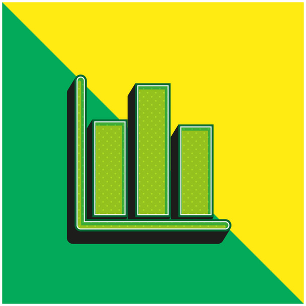 Bar Chart Zielony i żółty nowoczesny ikona wektora 3D logo - Wektor, obraz