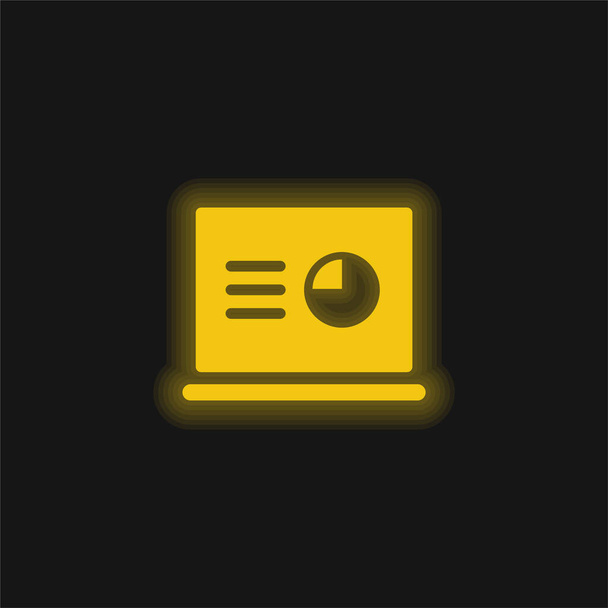 Analytics geel gloeiend neon icoon - Vector, afbeelding