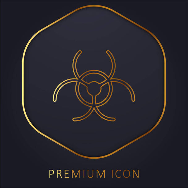 Biohazard linha dourada logotipo premium ou ícone - Vetor, Imagem