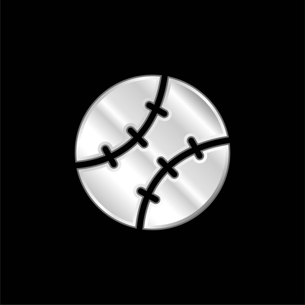 Baseball posrebrzana ikona metalowa - Wektor, obraz