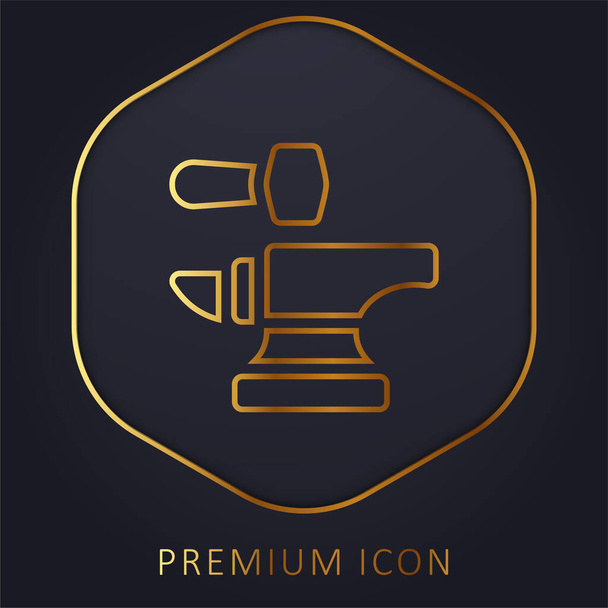 Anvil zlatá čára prémie logo nebo ikona - Vektor, obrázek