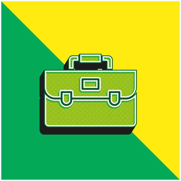 Maleta Verde e amarelo moderno logotipo vetor 3d ícone - Vetor, Imagem