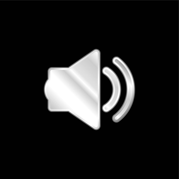 Grand haut-parleur avec deux ondes sonores argent plaqué icône métallique - Vecteur, image