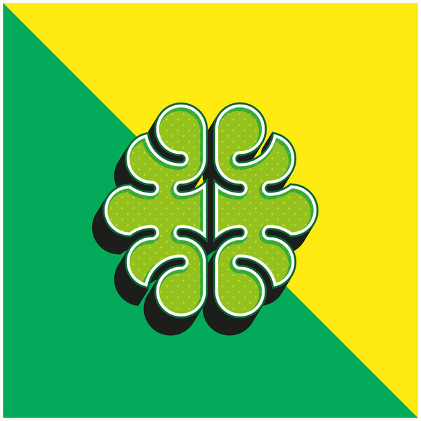 Mózg Zielony i żółty nowoczesny ikona wektora 3D logo - Wektor, obraz