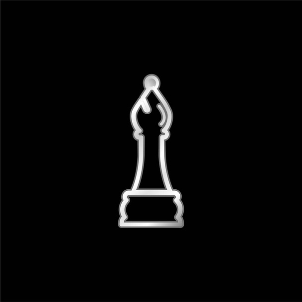 Bishop Chess Parça Taslak Gümüş kaplama metalik simge - Vektör, Görsel