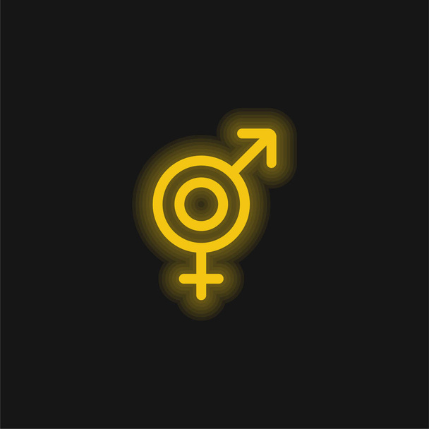 Большая жёлтая сияющая неоновая икона - Вектор,изображение