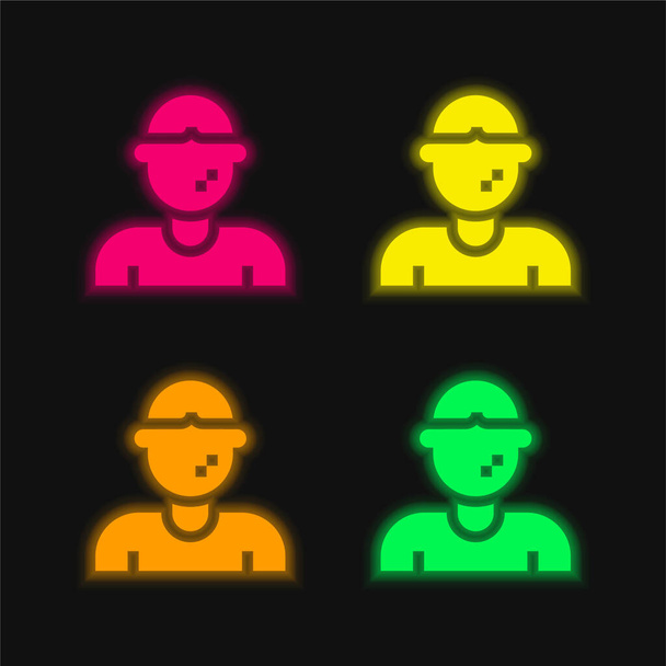 Dört renk parlayan neon vektör simgesi alerjisi - Vektör, Görsel