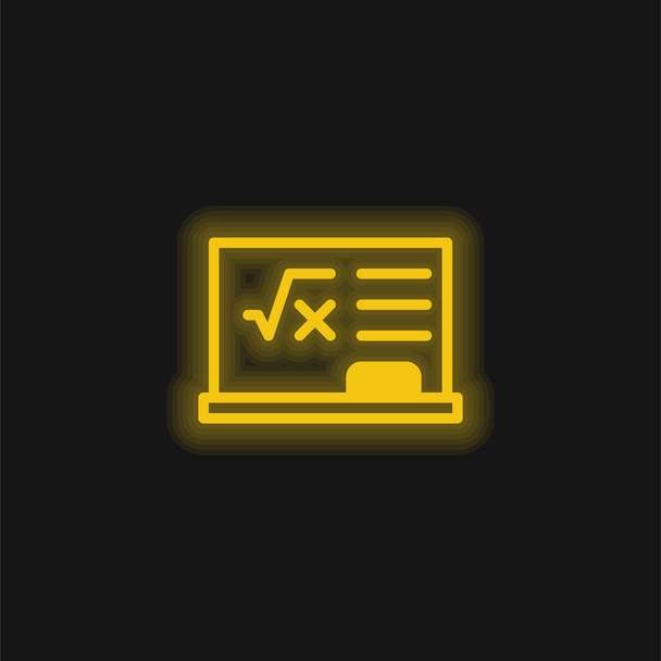 Blackboard amarelo brilhante ícone de néon - Vetor, Imagem