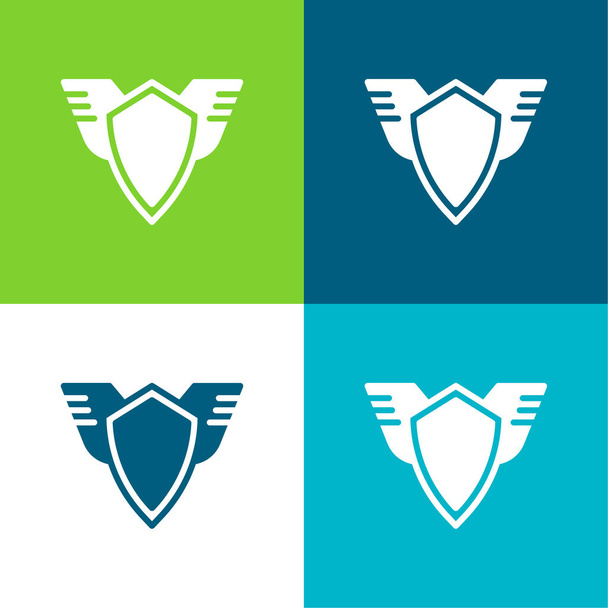 Insignia Plano de cuatro colores mínimo icono conjunto - Vector, Imagen