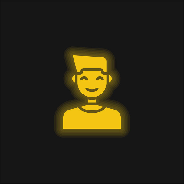 Αγόρι κίτρινο λαμπερό νέον εικονίδιο - Διάνυσμα, εικόνα