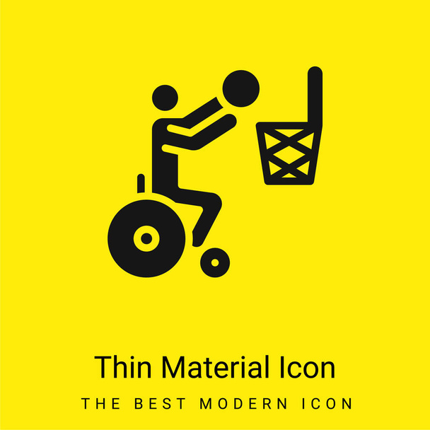 Kosárlabda minimális fényes sárga anyag ikon - Vektor, kép