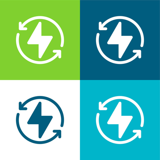 Bolt Flat cztery kolory minimalny zestaw ikon - Wektor, obraz