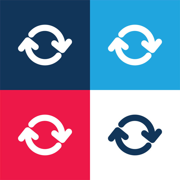 Setas Círculo azul e vermelho conjunto de ícones mínimos de quatro cores - Vetor, Imagem