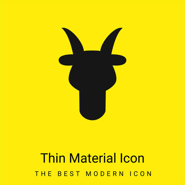 Aries Bull Head Front Shape Symbol minimal bright yellow material icon - Vector, Image