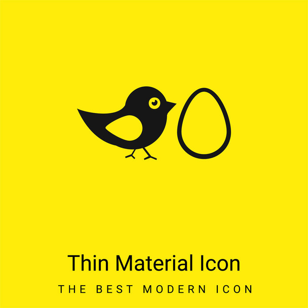 Vogel und Ei minimal leuchtend gelbes Materialsymbol - Vektor, Bild