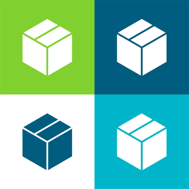 Boîte Ensemble d'icônes minimal plat quatre couleurs - Vecteur, image