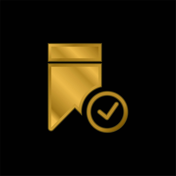 Lesezeichen vergoldet metallisches Symbol oder Logo-Vektor - Vektor, Bild