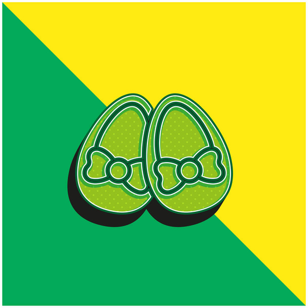 Baby Schoenen Groen en geel moderne 3D vector pictogram logo - Vector, afbeelding