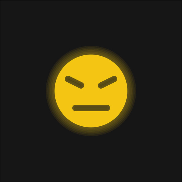 Vihainen kasvot keltainen hehkuva neon kuvake - Vektori, kuva