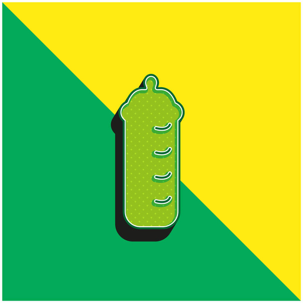 ブラックバージョンでベビーボトル緑と黄色の現代的な3Dベクトルアイコンのロゴ - ベクター画像
