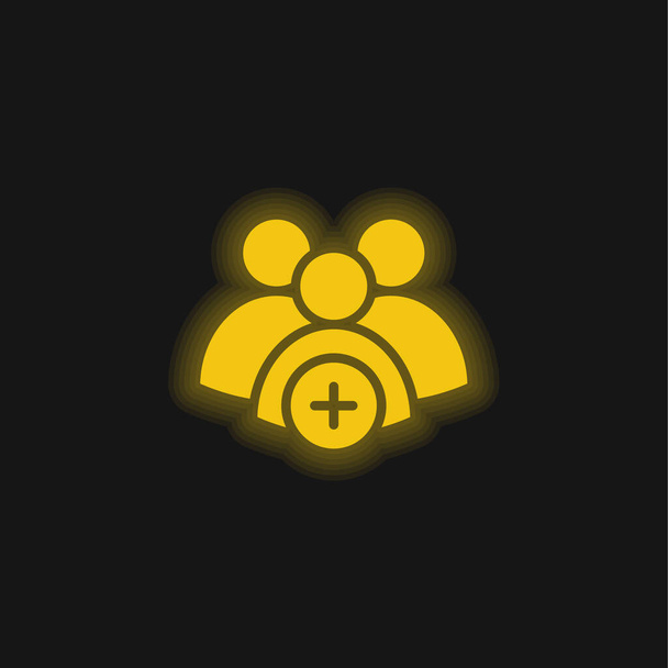 Přidat žlutě zářící neonovou ikonu skupiny - Vektor, obrázek