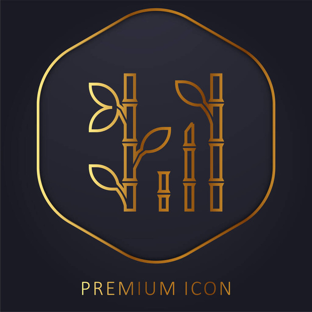 Bamboo χρυσό λογότυπο γραμμή πριμοδότηση ή εικονίδιο - Διάνυσμα, εικόνα
