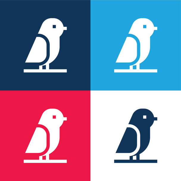 Ptačí modrá a červená čtyři barvy minimální ikona nastavena - Vektor, obrázek