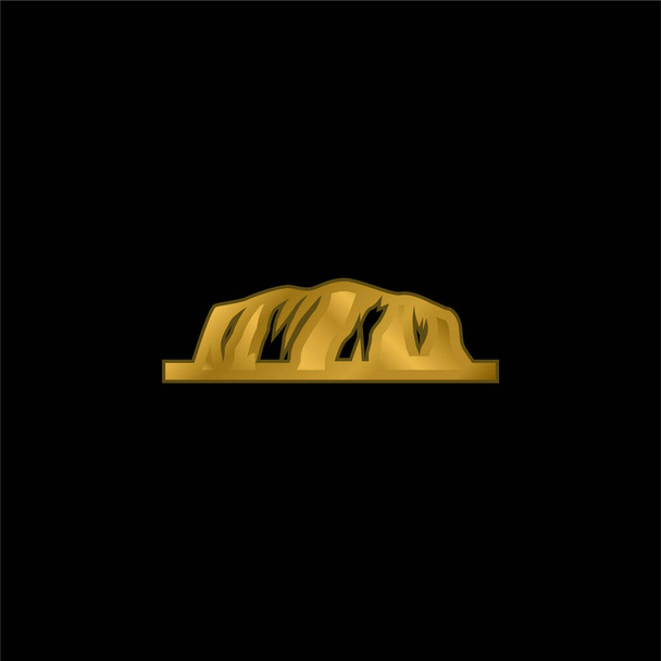 Ayers Rock vergoldetes metallisches Symbol oder Logo-Vektor - Vektor, Bild